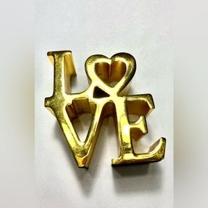 LOVE symbol brass in gold color Figurine sculpture Gift Home Accent